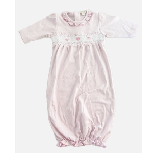Kissy Kissy Other - KISSY KISSY Premiere Hand Smocked CLB Charmed White/Pink Hearts Sack Gown SM